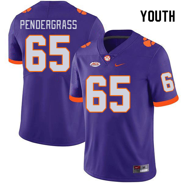 Youth Clemson Tigers Chapman Pendergrass #65 College Purple NCAA Authentic Football Stitched Jersey 23MU30UM